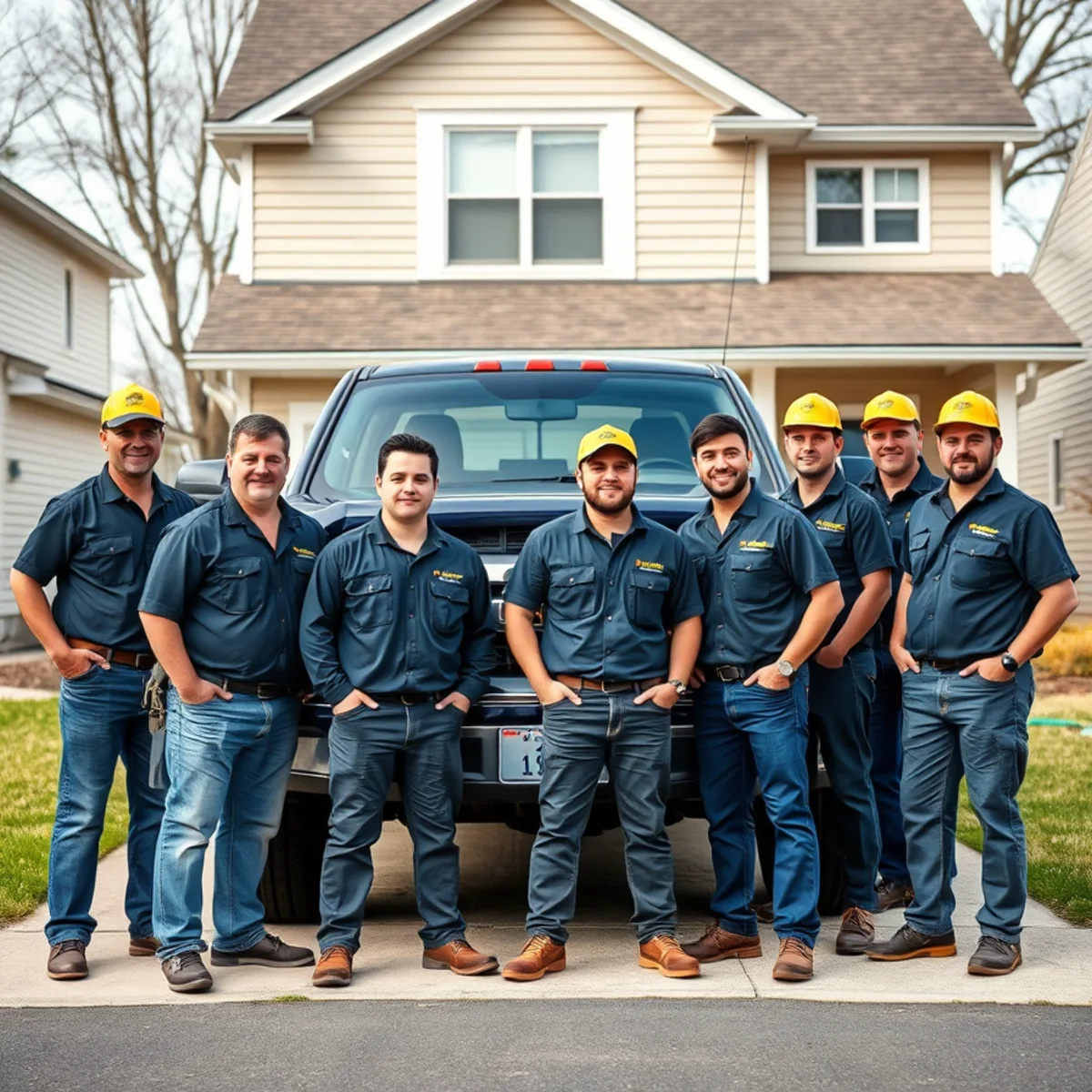 Guardian Roofing team and branded work truck at an Indiana job site