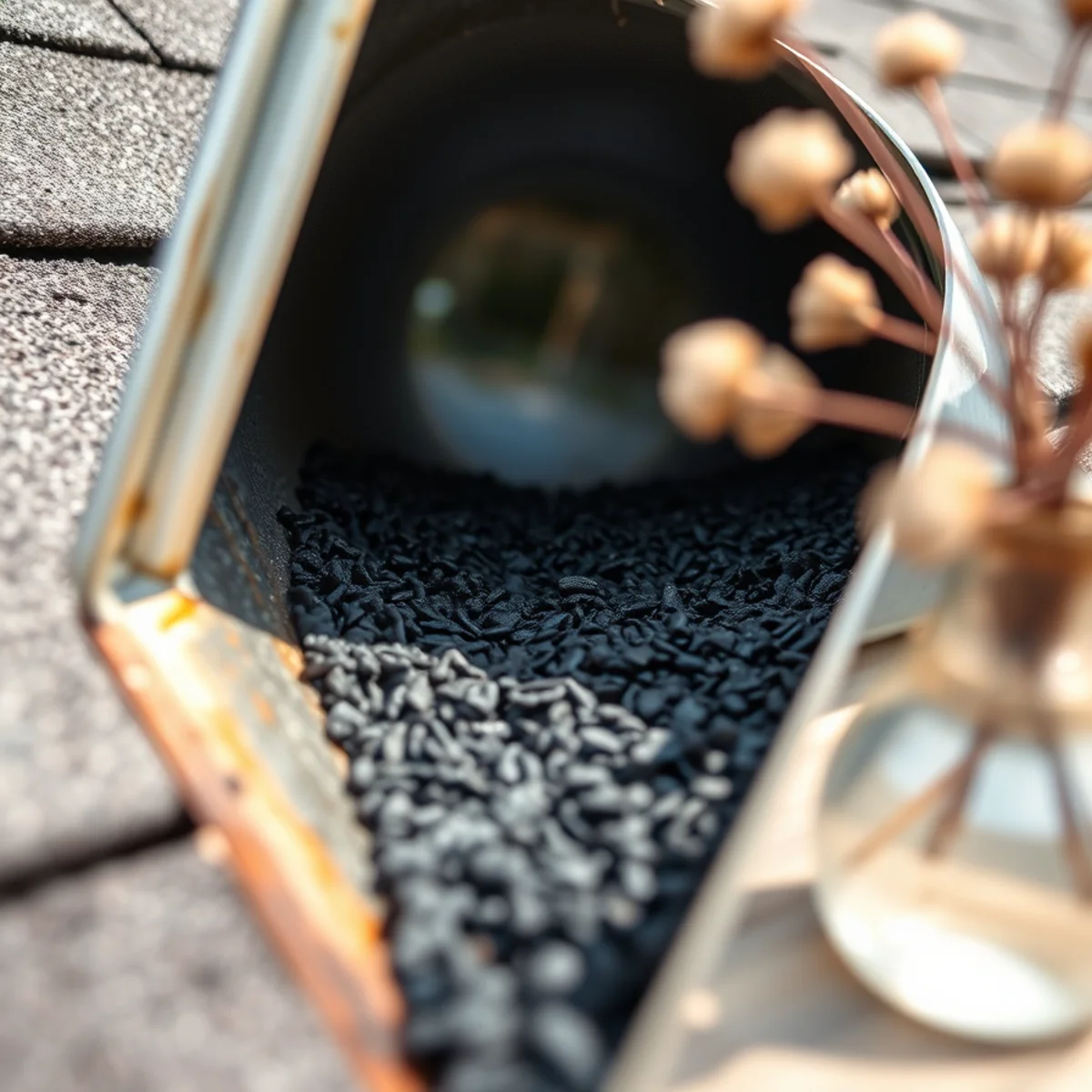 Asphalt shingle granules collecting in an Indiana home's gutter