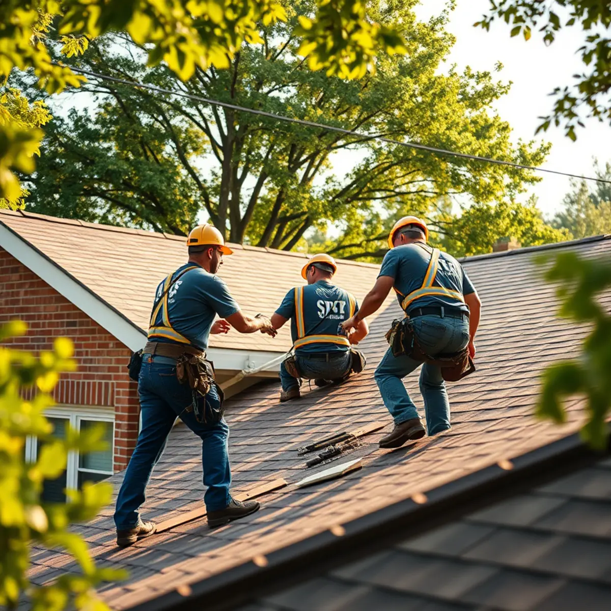 Guardian Roofing providing roofing services on a home in Bicknell, Indiana