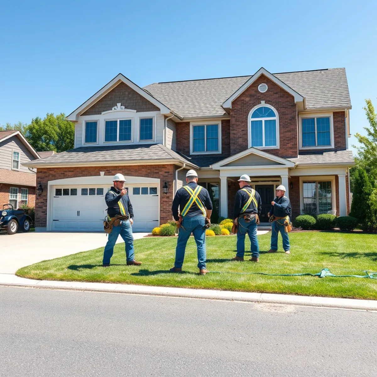 Roofing contractor installing shingles on a Fishers, Indiana home