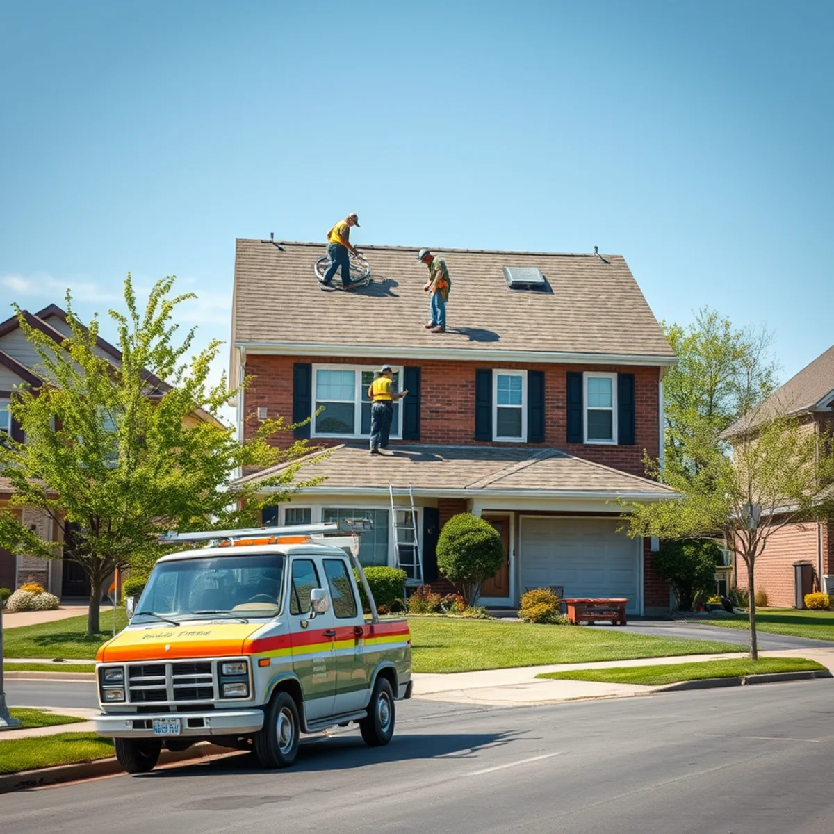 Guardian Roofing providing roofing services on a home in Edinburgh, Indiana