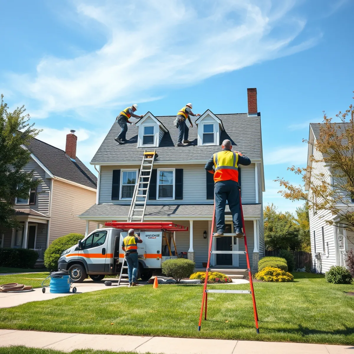 Guardian Roofing providing roofing services on a home in Brookston, Indiana