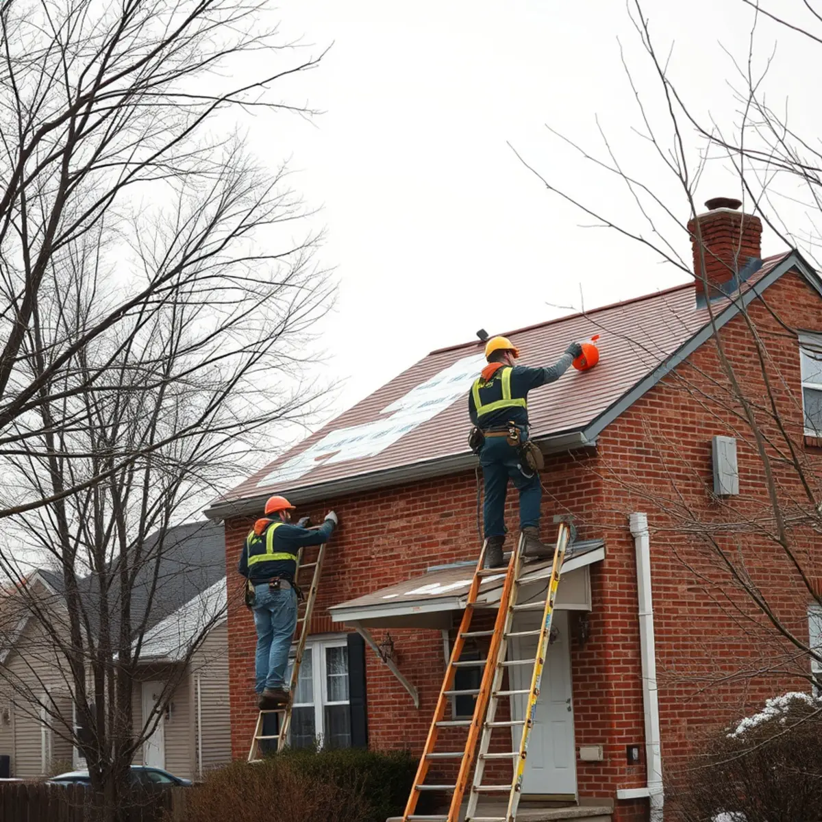 Guardian Roofing providing roofing services on a home in Dyer, Indiana