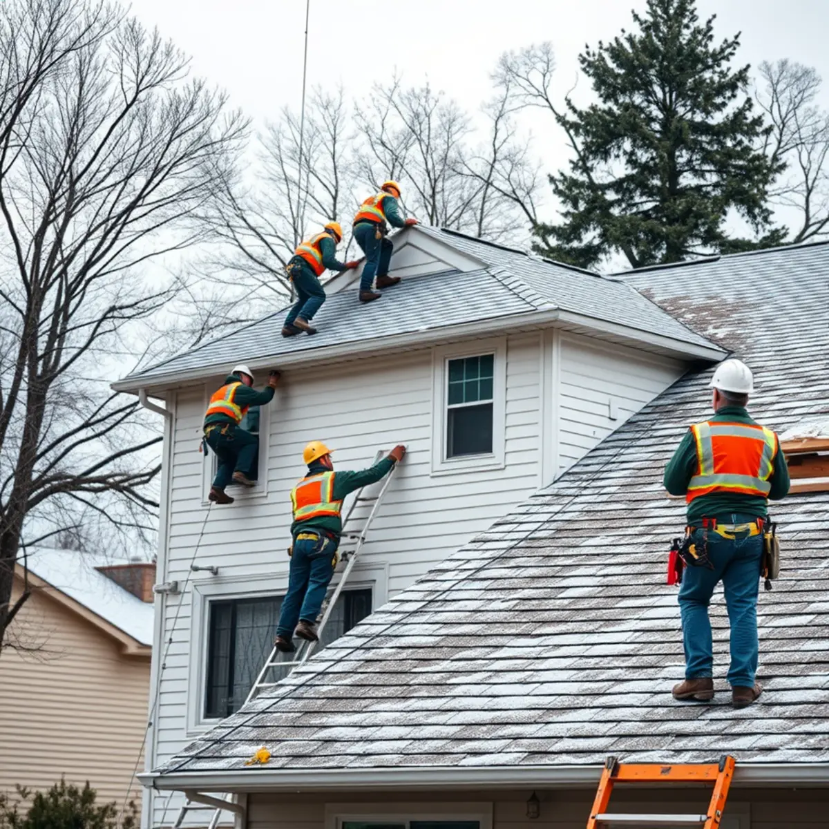 Guardian Roofing providing roofing services on a home in Granger, Indiana